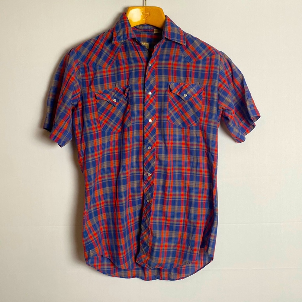 Vintage Men’s Rancher Short Sleeve Pearl Snap Western Shirt- 16.5